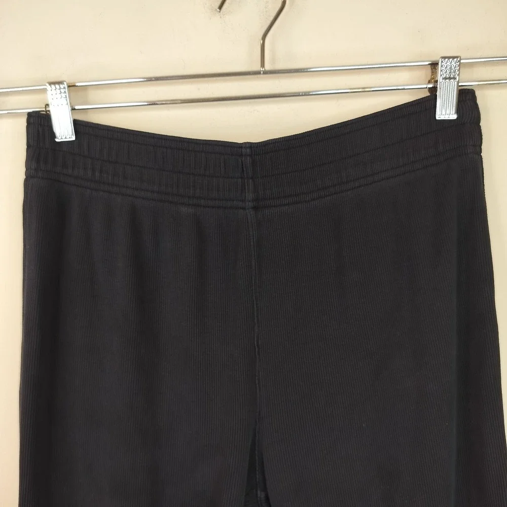 Everlane Ribbed Knit Pants Large Womens Organic Cotton Pull On Lounge Black